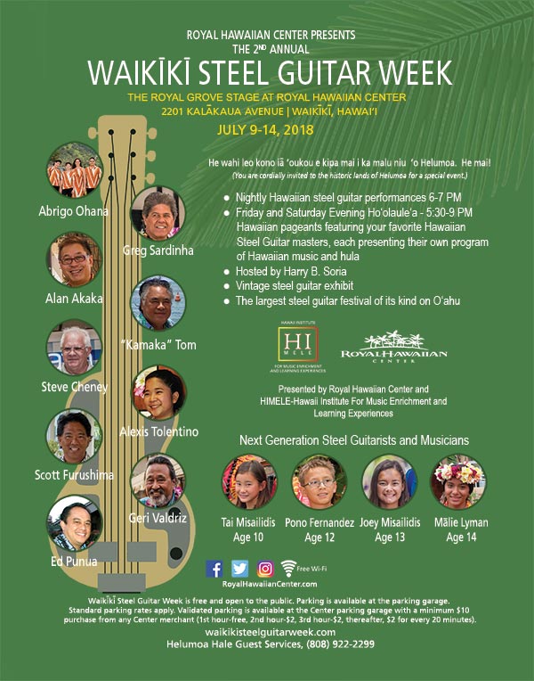 2018 Waikiki Steel Guitar Week Poster